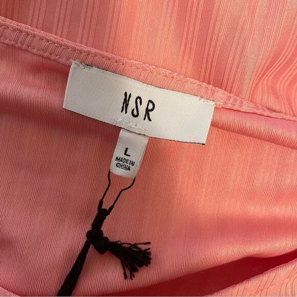NSR Pink Ribbed Long Sleeve Midi Dress Size Large NWT - Picture 7 of 8